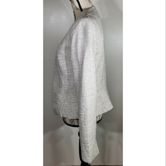 Halogen Open Front V-Neck Jacket, white/ Grey Tweed, Women's Size M - Picture 5 of 7